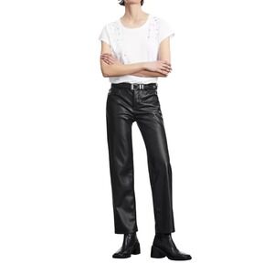 The Kooples Faux Leather Pants Black Straight Leg Trousers FR 40 US 8‎